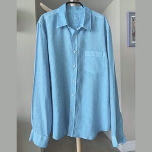 120% LINO LONG SLEEVE REGULAR FIT MEN Size: XL SHIRT SCUBA BLUE SOFT FADE